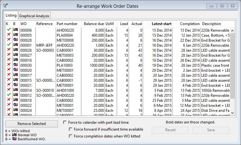 Re-arrange Work Order Dates - Listing pane