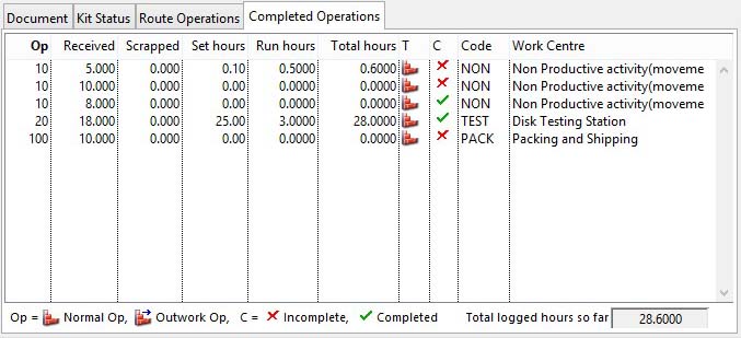 Work Order Details - Completed Operations pane