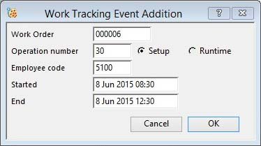Work Tracking Event Addition