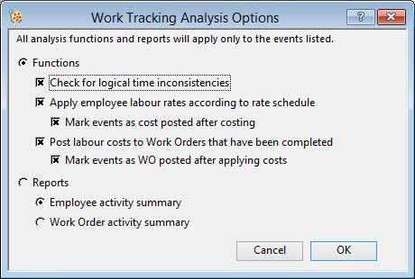 Work Tracking Analysis Options